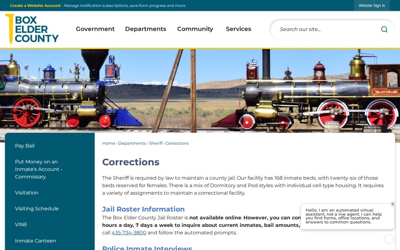 Box Elder County released inmate Booking and no-online-roster information