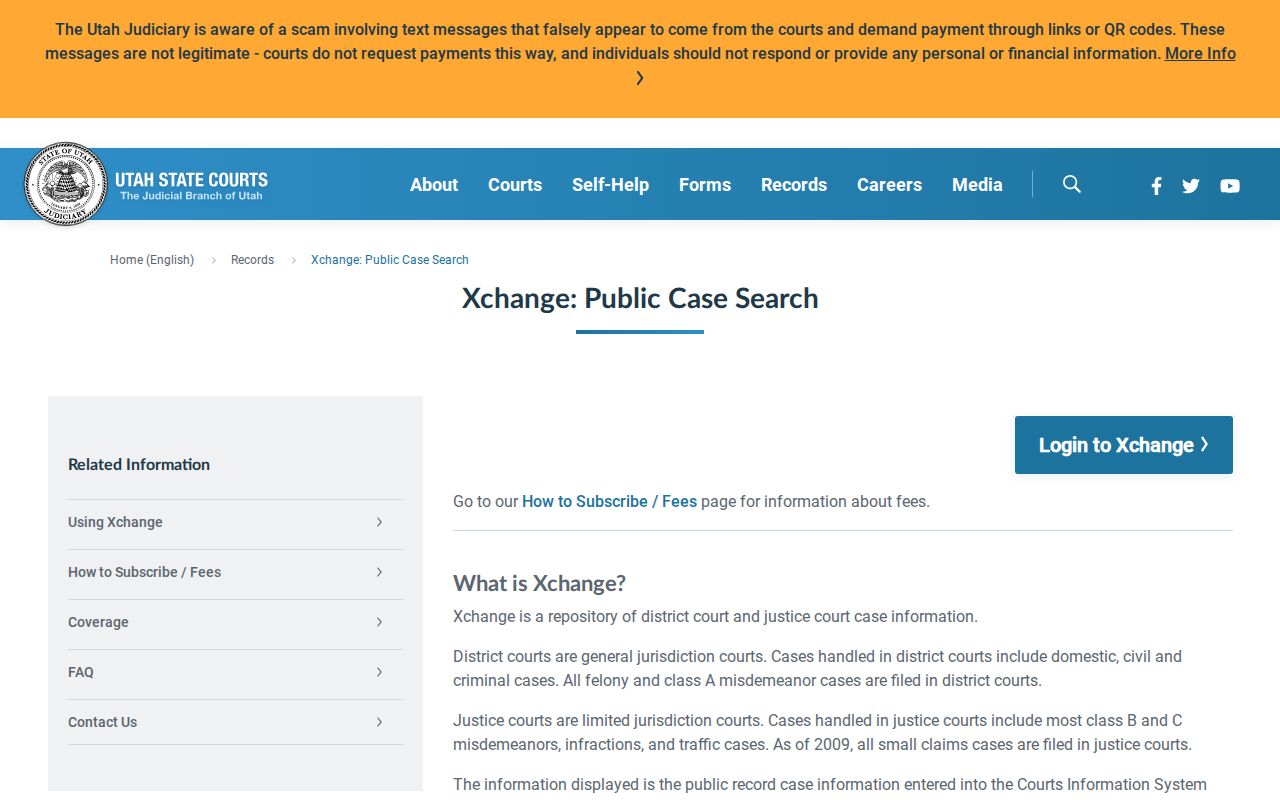 Utah Xchange court records for Box Elder County release verification