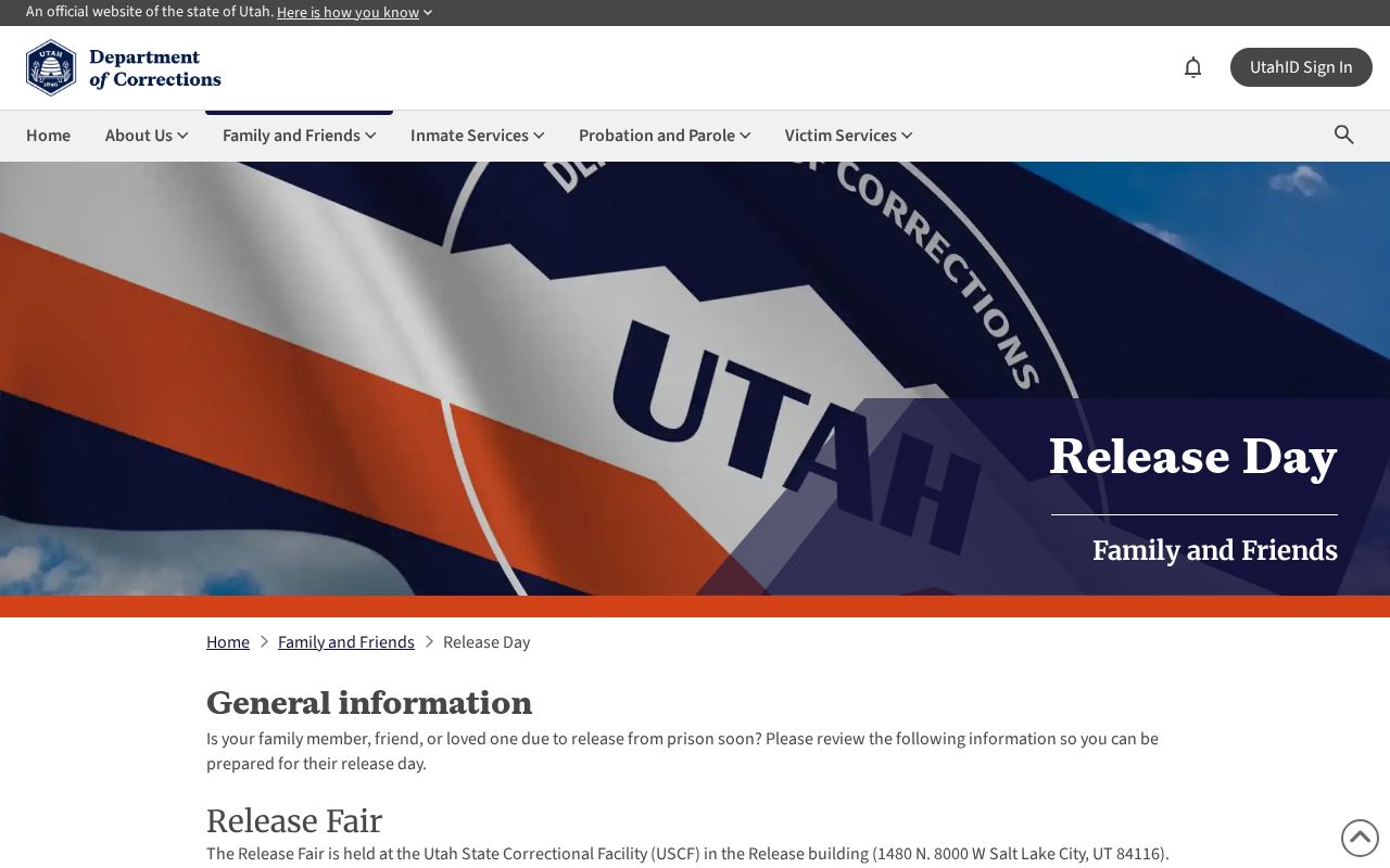 Utah state release-day procedure for Box Elder County projected release dates